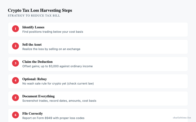 Crypto Tax Loss Harvesting Infographic - Charlie Bit Me