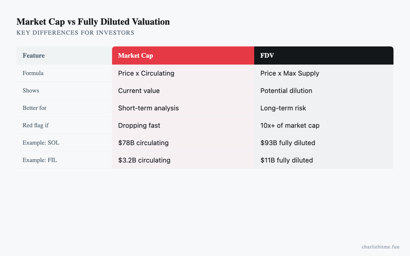 Fully Diluted Valuation Crypto Infographic - Charlie Bit Me