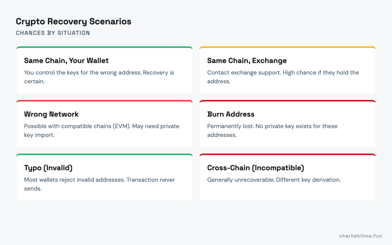 Recover Crypto Wrong Address Infographic - Charlie Bit Me